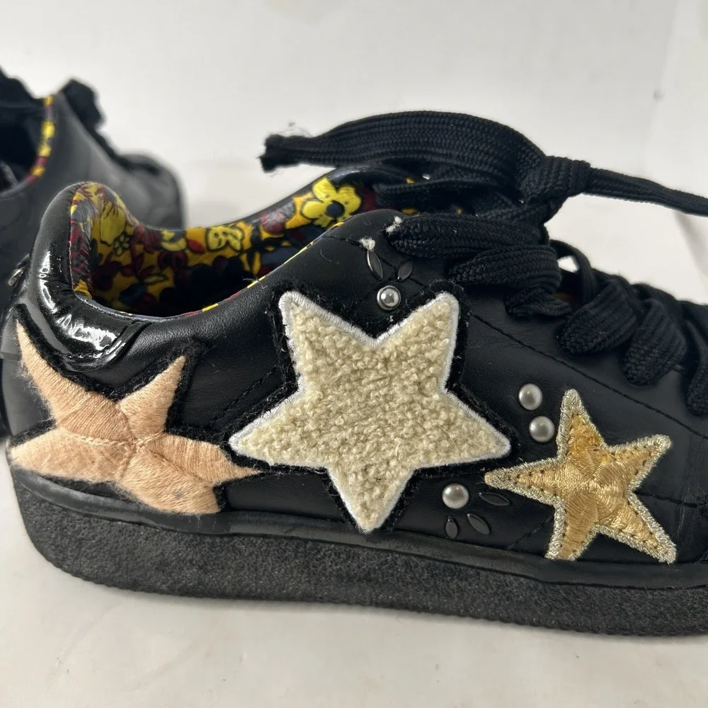 Coach star patch black leather‎ lace up sneakers Sz 8 Worn Once EUC